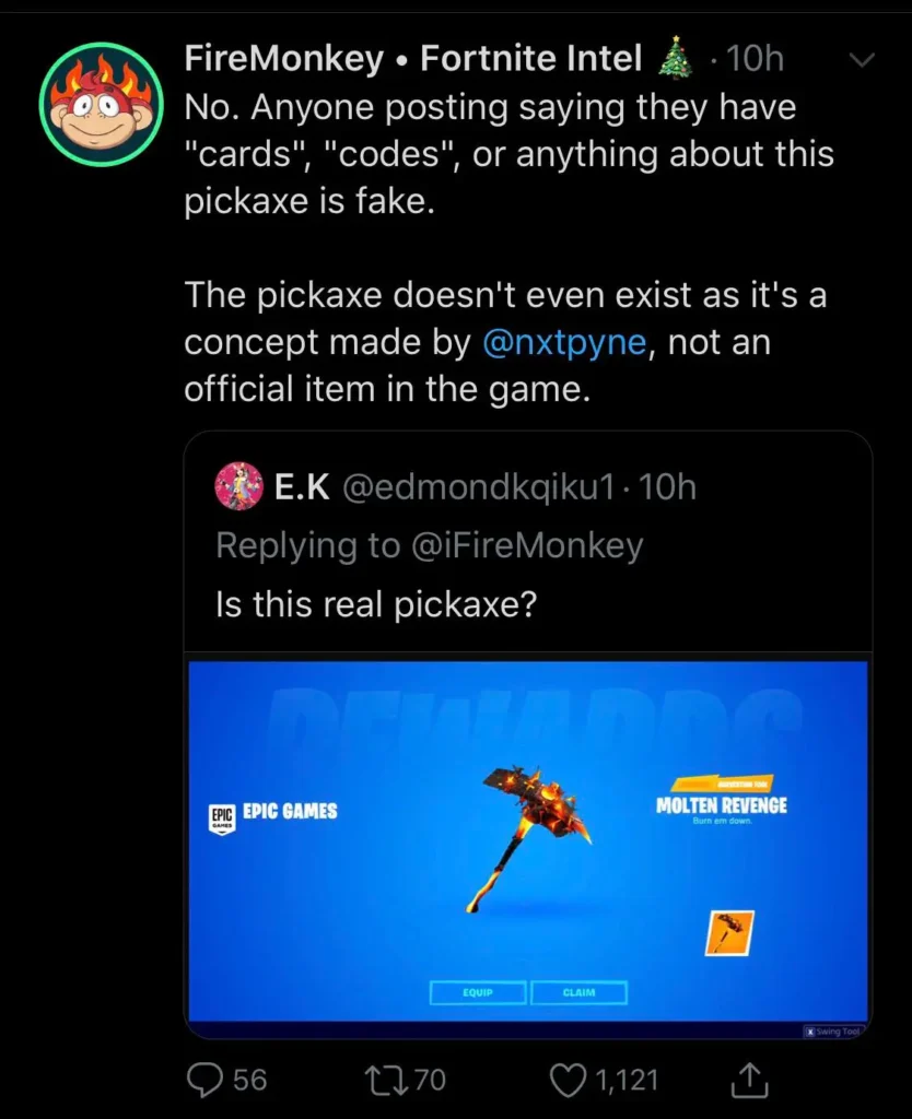 Fake Fortnite PickAxe Giveaway